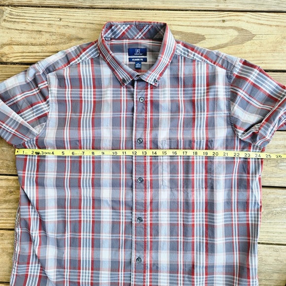 George Mens Classic Fit Button Up Short Sleeve Shirt Grey XL (46-48) - Picture 7 of 10